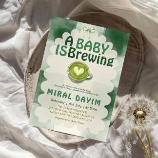 Invitation A Baby Is Brewing Green Tea Matcha Baby Shower