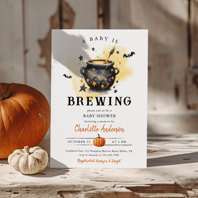 Invitation A Baby is Brewing Halloween Cauldron Baby Shower (Créateur téléchargé)