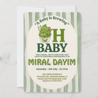 Invitation A Baby is Brewing "Oh Baby" Matcha Baby Shower
