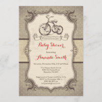 Invitation à bicyclette Baby shower Vintage Rétro