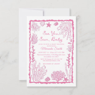 Invitation À bientôt fille Fête côtière pour bébé