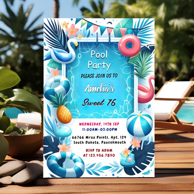 Invitation À Boy Fun Ado Adulte Pool Party Sweet 16 Anniversa (Créateur téléchargé)
