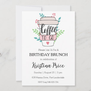 invitation à brunch d'anniversaire fleuri