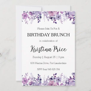 invitation à brunch d'anniversaire fleuri