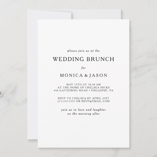 Invitation à Brunch Mariage minimaliste classique (Devant)