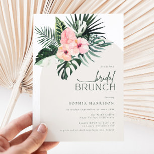 Invitation à Brunch nuptial en arc floral tropical
