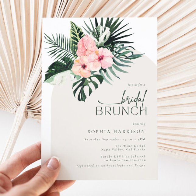 Invitation à Brunch nuptial en arc floral tropical (Créateur téléchargé)