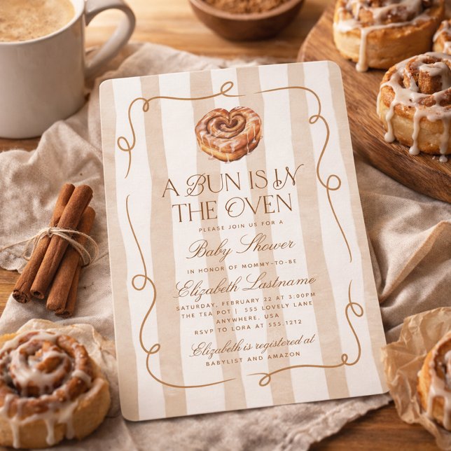 Invitation A Bun in the Oven Cinnamon Roll Theme Baby Shower (A Bun in the Oven Cinnamon Roll Theme Baby Shower Invitation)