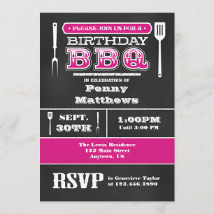 Invitation à Chalkboard d'anniversaire de barbecue