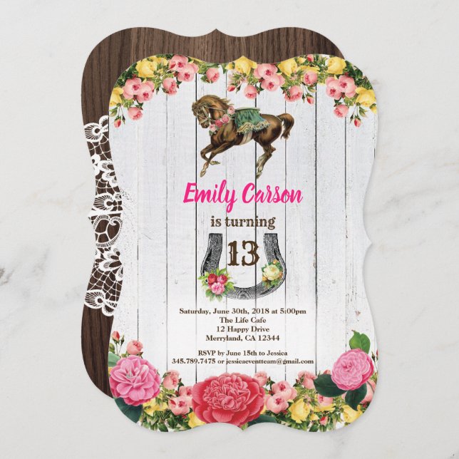 Invitation à cheval poney équitation anniversaire  (Devant / Derrière)