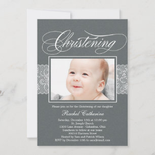 Invitation à Christening Photo Ribbon Lacy