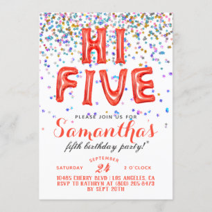 Invitation à Confetti pour les cinq ans de l'année