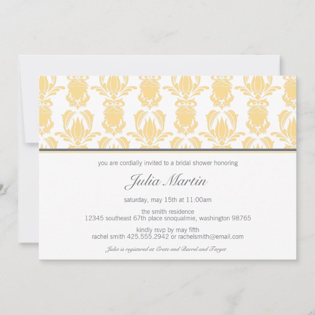 Invitation à Damas opulente (douche ou fête) (Devant)