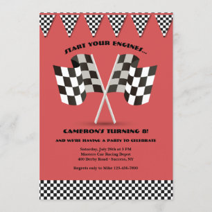 Invitation À damiers drapeaux