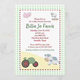 Invitation A Day on the Farm 5x7 Barnyard Baby shower