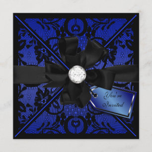 Invitation à dentelle florale avec boule de diaman