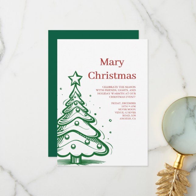 Invitation à des amis pour une fête de Noël (Devant/Arrière en situation)