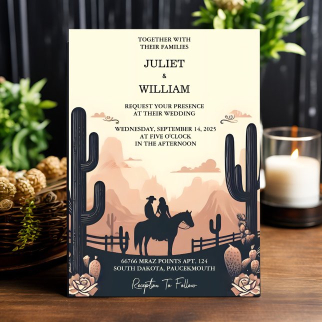 Invitation À Desert Rodeo Retro Horse Rustique Mariage occide (Créateur téléchargé)