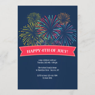 Invitation à feu d'artifice du 4 juillet