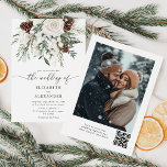 Invitation À feuillage persistant mariage d'hiver<br><div class="desc">À feuillage persistant mariage d'hiver élégant Invitation avec photo et code QR. Éléments correspondants disponibles.</div>