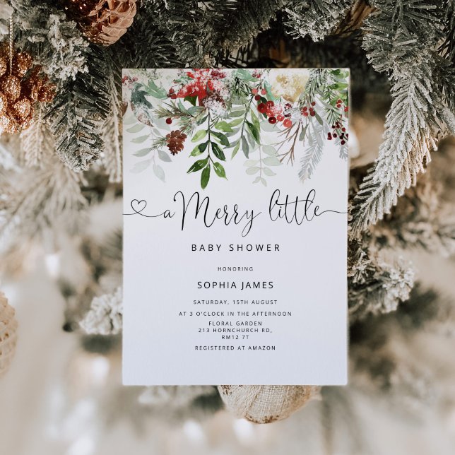 Invitation À feuillage persistant Un joli petit baby shower (Créateur téléchargé)