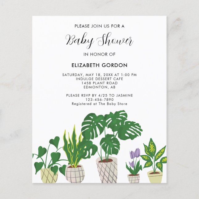 Invitation à fleur de Baby shower Plante (Devant)