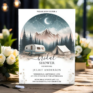 Invitation À Forest Wood Sky Tree Fête des mariées de camping