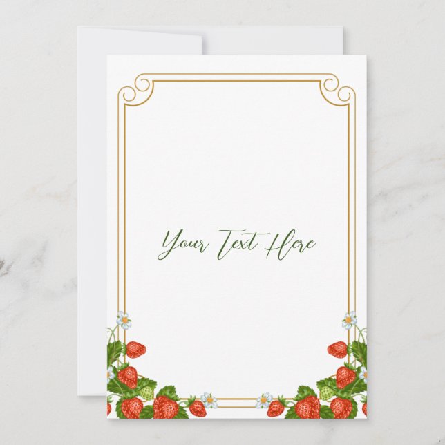 Invitation à gâteau de fraise 5x7" (Devant)