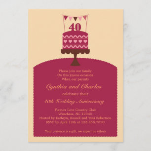 Invitation à gâteau pour l'anniversaire de 40 Mari