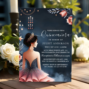 Invitation À Glam Ball Gown Spark Dark Navy Blue Quinceanera