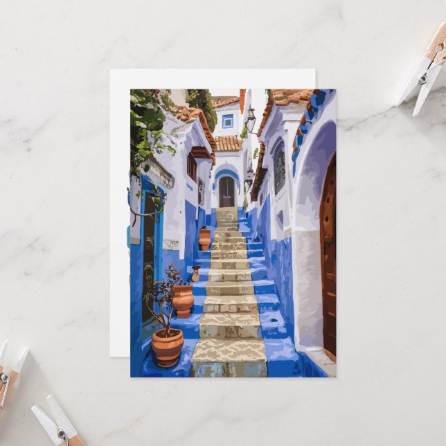 Invitation A Glimpse Back : Chefchaouen's Vintage Treasures (Devant/Arrière en situation)