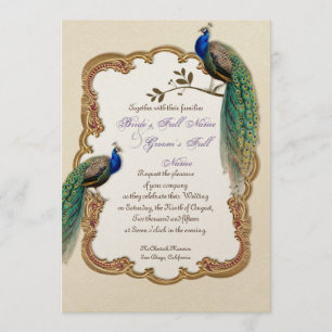 Invitation à Golden Peacock et Calligraphy