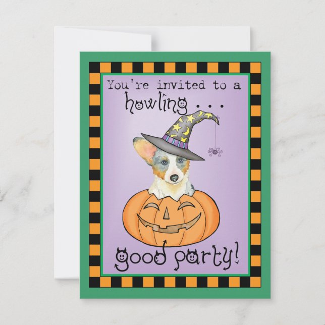 Invitation à Halloween Cardigan Welsh Corgi (Devant)