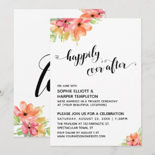Invitation À jamais Cœurs Script Aquarelle Floral