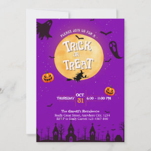 Invitation à jouer ou à traiter Purple Halloween P