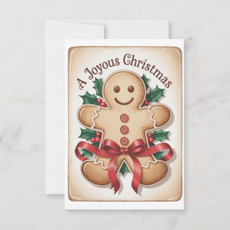 Invitation A Joyous Christmas" Gingerbread Man Vintage Card