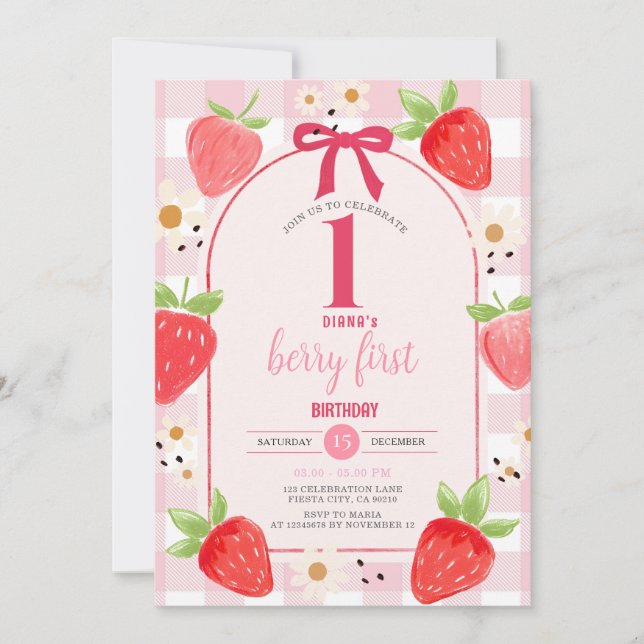 Invitation à la 1ère fête d'anniversaire Coquette  (Devant)