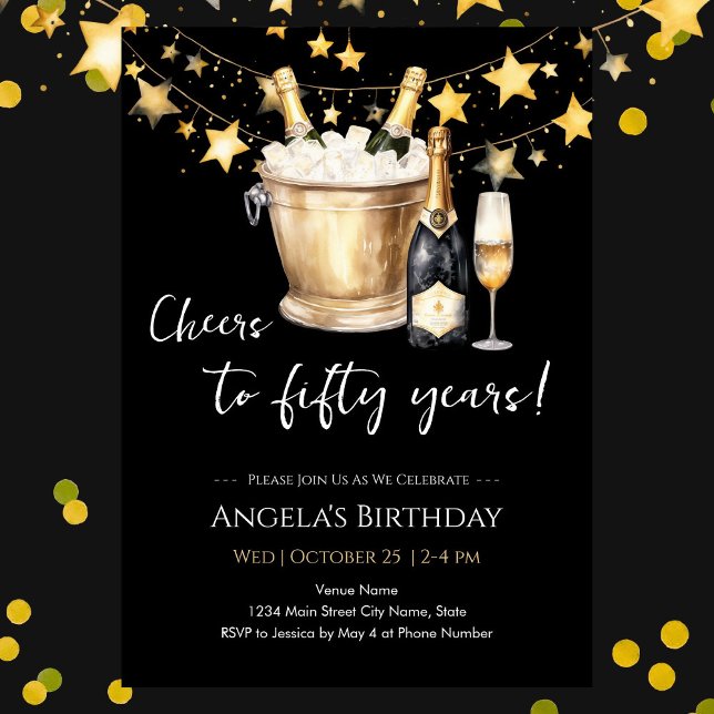 Invitation À la 50e anniversaire Champagne (Créateur téléchargé)