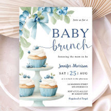 Invitation à la baby-brunch pour garçon Blueberry 