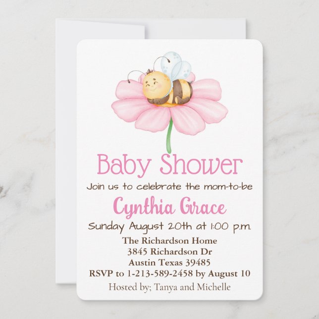 Invitation à la baby shower Abeille bourdonneuse e (Devant)