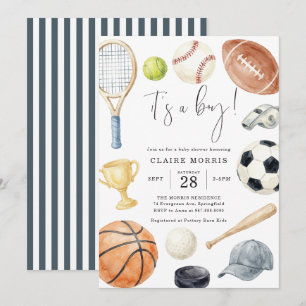 Invitation à la baby shower All Star Sports