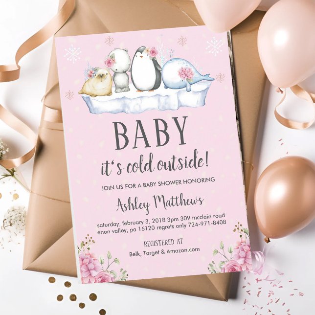 Invitation à la Baby Shower Animaux Arctiques d'Hi (Créateur téléchargé)