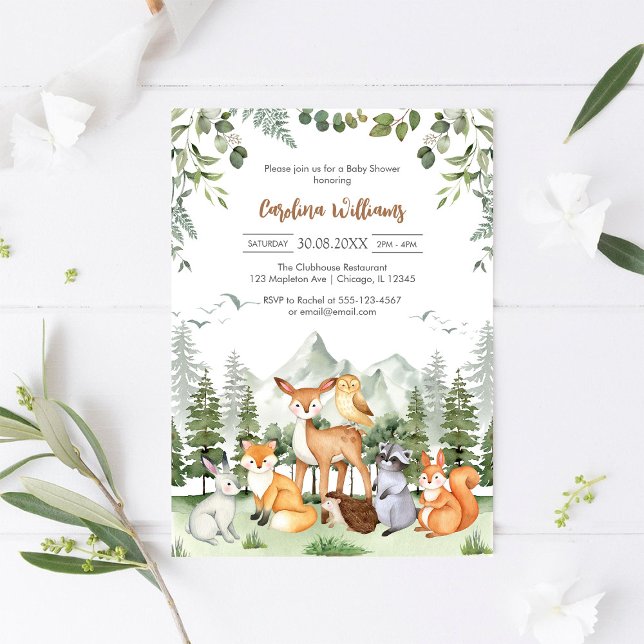 Invitation à la baby shower Animaux de la forêt (Créateur téléchargé)