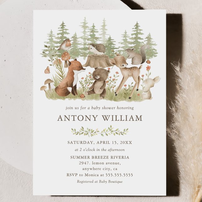 Invitation à la baby shower Animaux de la forêt de (Créateur téléchargé)