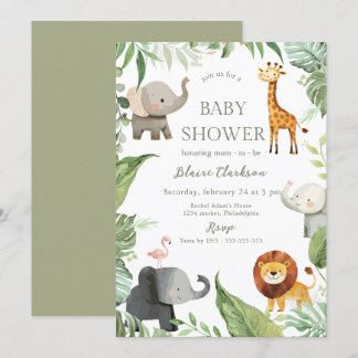 Invitation à la baby shower Animaux de la Jungle
