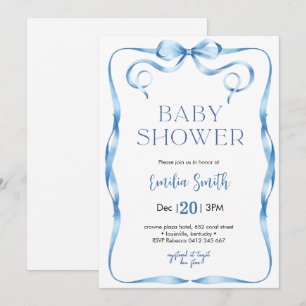 Invitation à la baby shower Arc-en-ciel Bleu