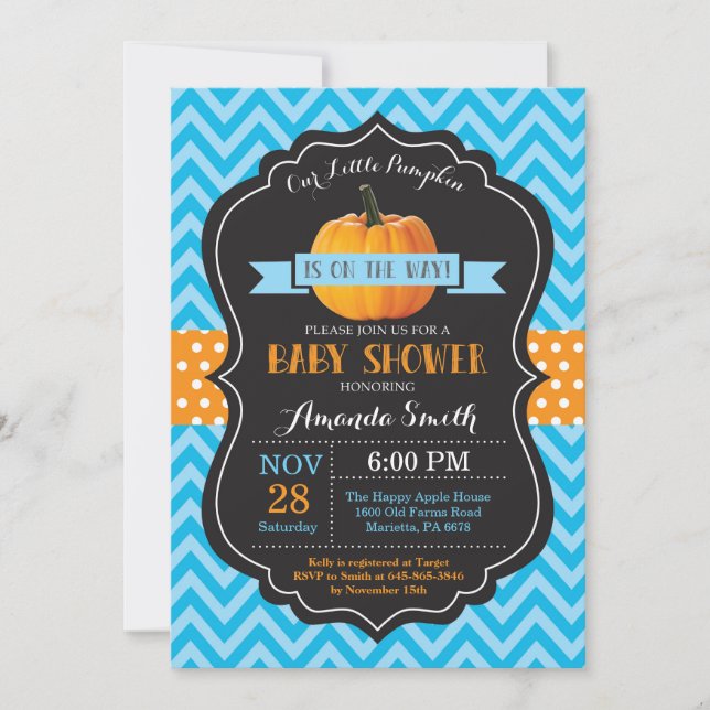 Invitation à la baby shower automnale Citrouille C (Devant)
