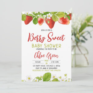Invitation à la baby shower aux fraises