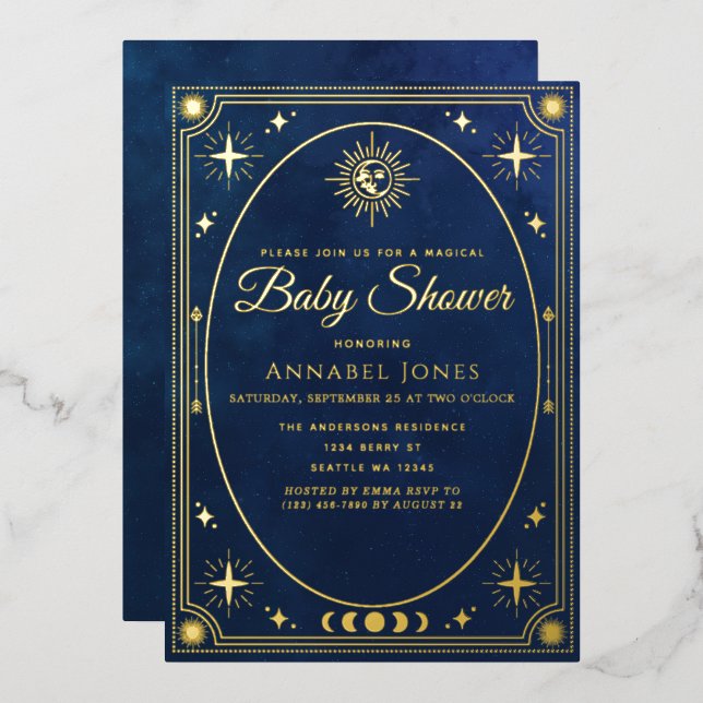 Invitation à la baby shower avec carte de tarot cé (Recto/Verso)