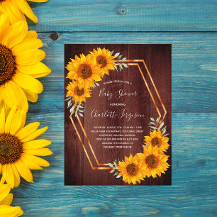 Invitation à la Baby Shower avec des tournesols en